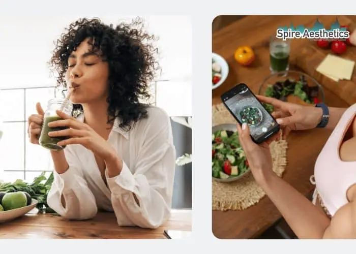 Image of woman looking into her diet and fat freezing Yeovil to improve her health